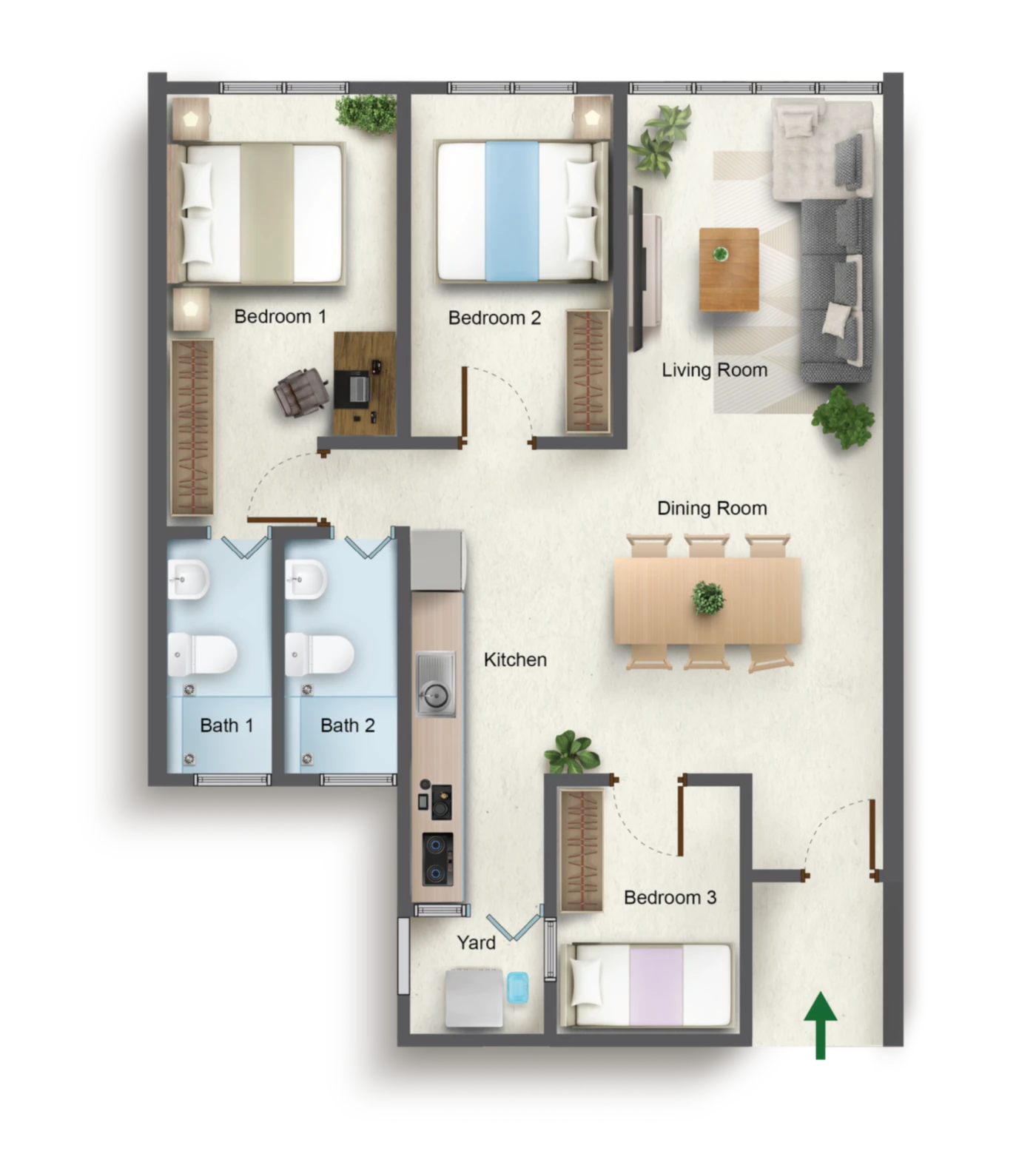 Official Esenview Residences 880 sq ft plan with three bedrooms and two bathrooms