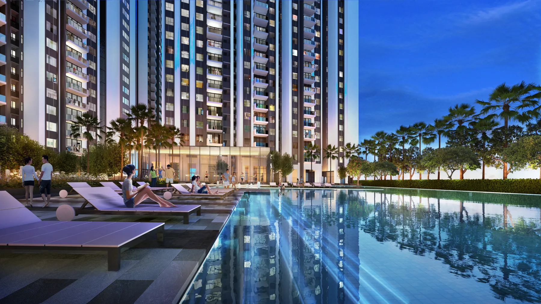 艺术家对位于GEM Residences的奥林匹克海洋游泳池的印象图