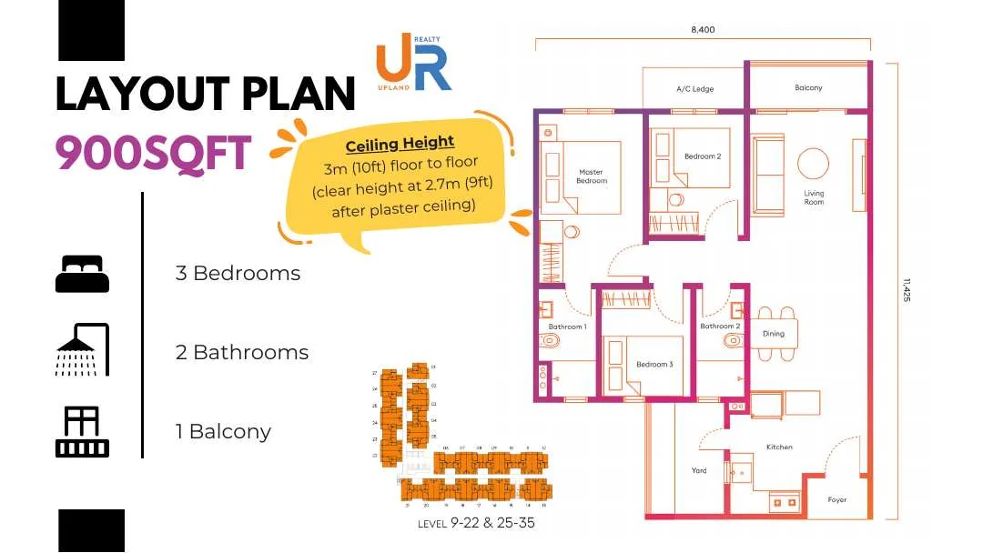 Official Iconic Harmony Official 900 sq.ft. plan floor plan