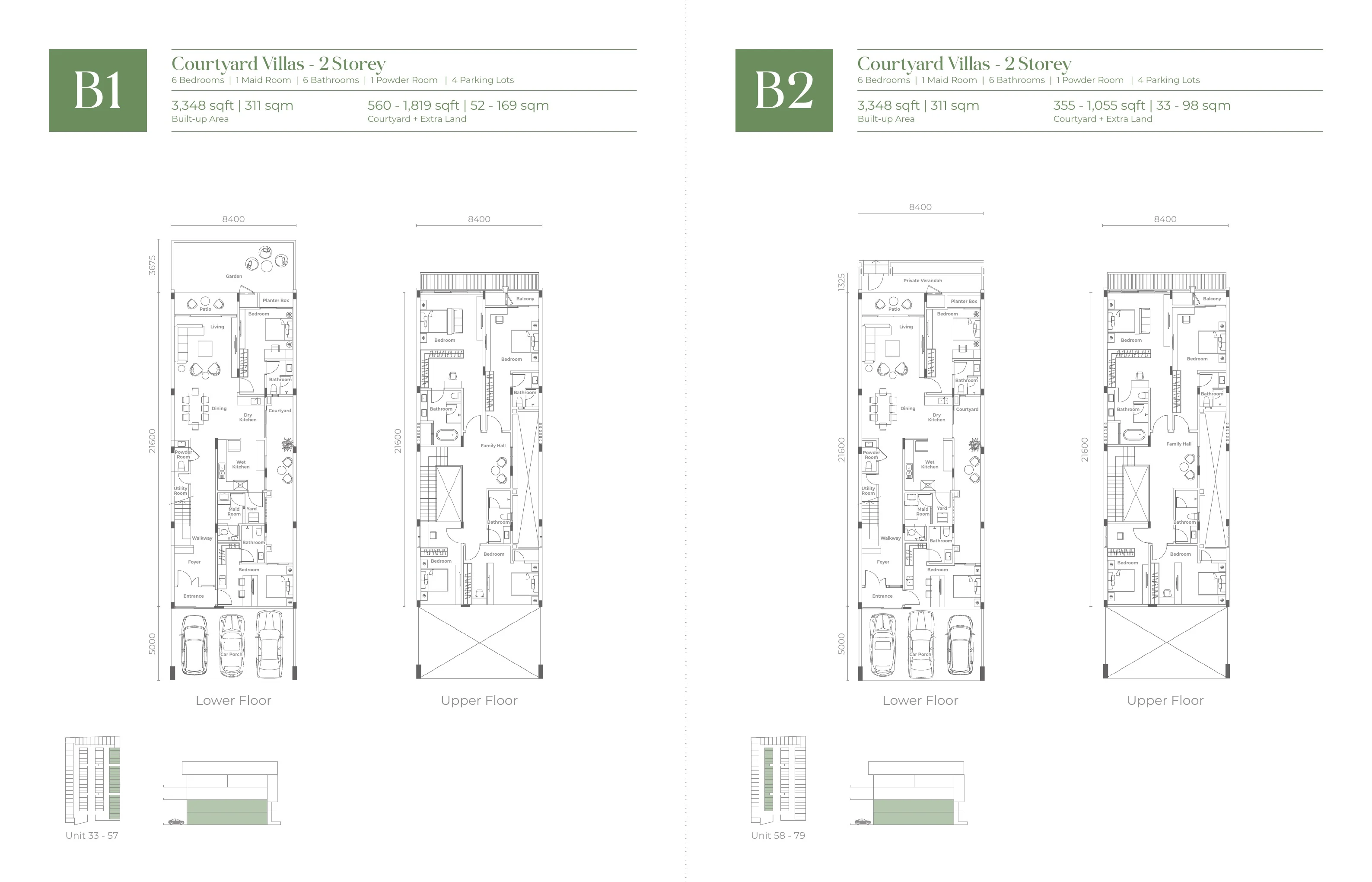 官方 Jesselton Courtyard 别墅 B1 和 B2 规划