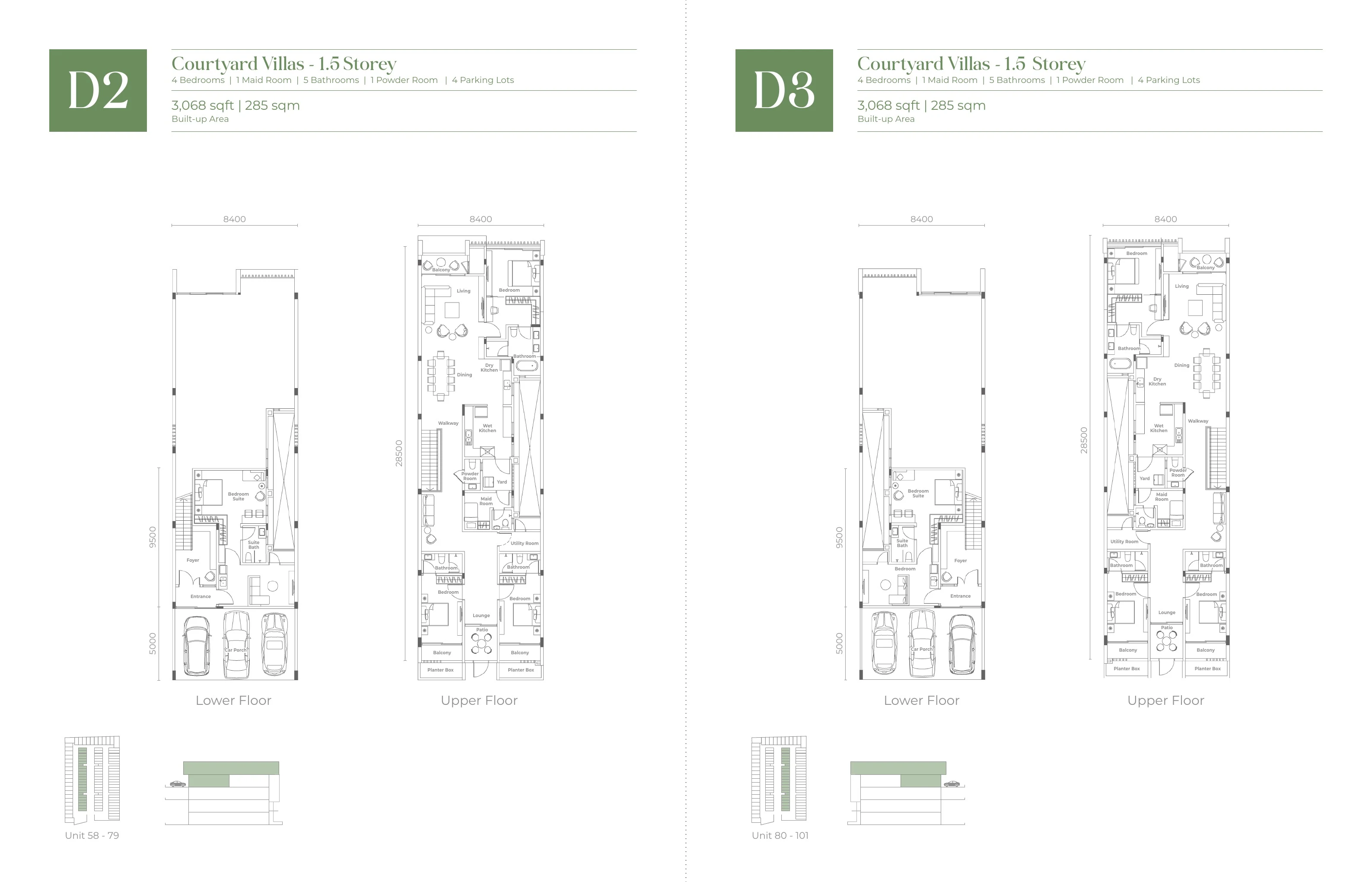 官方 Jesselton Courtyard 别墅 D2 和 D3 规划