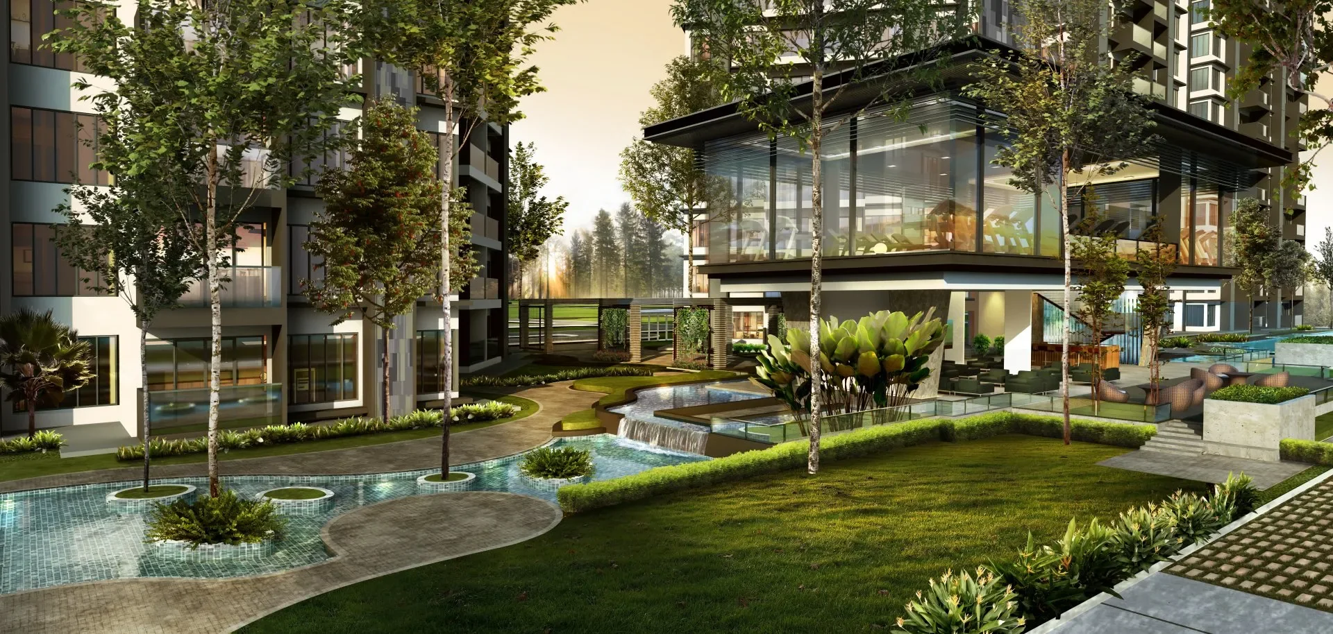 Marina Residence 会所和花园效果图