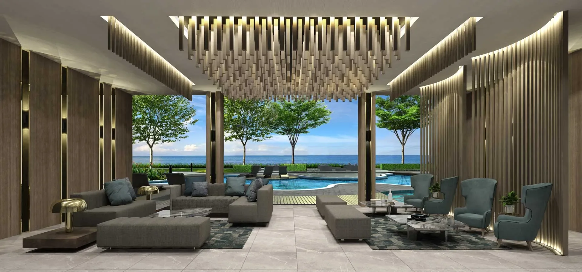 Marina Residence 底层大堂艺术效果图