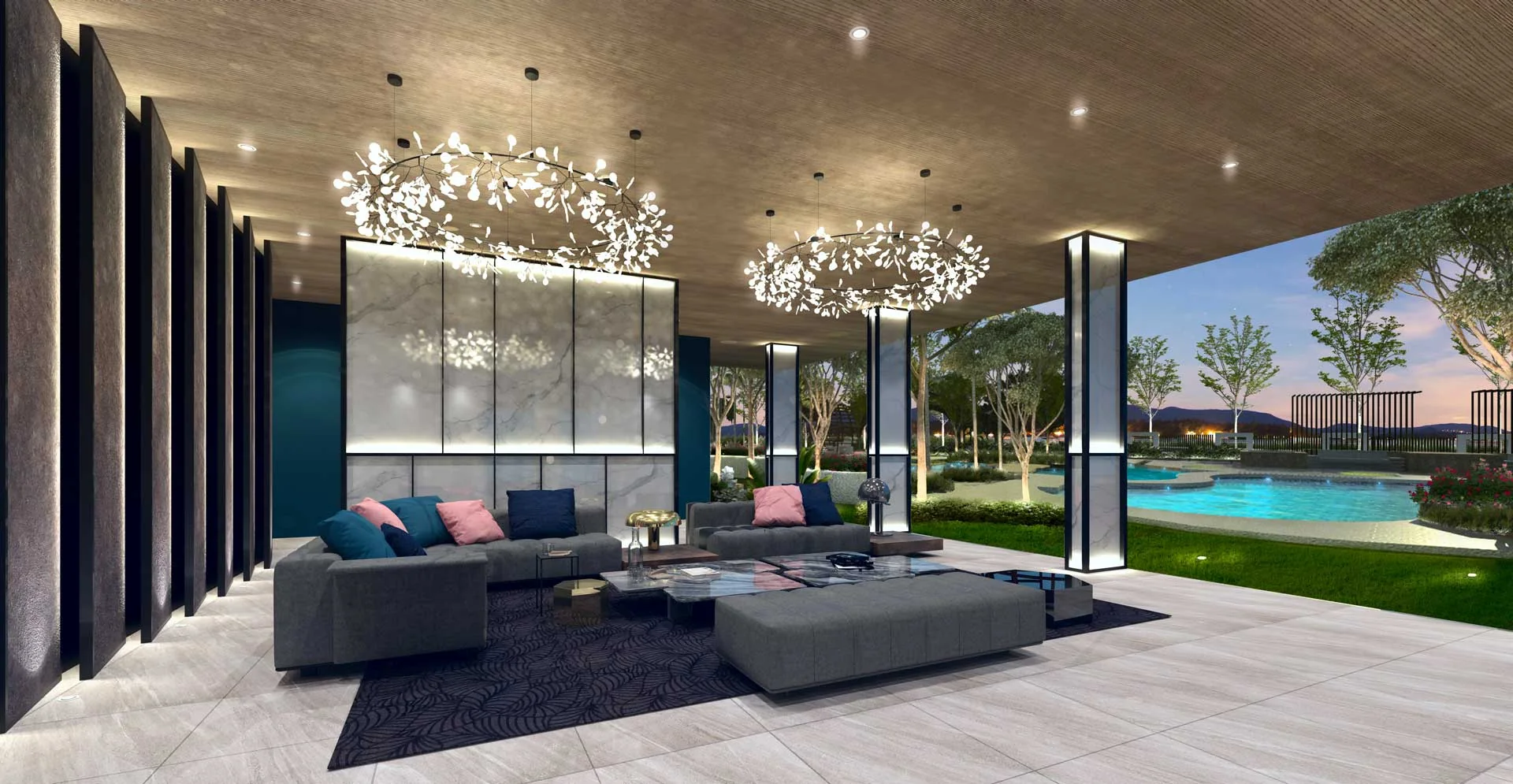 Marina Residence 大堂座位艺术效果图