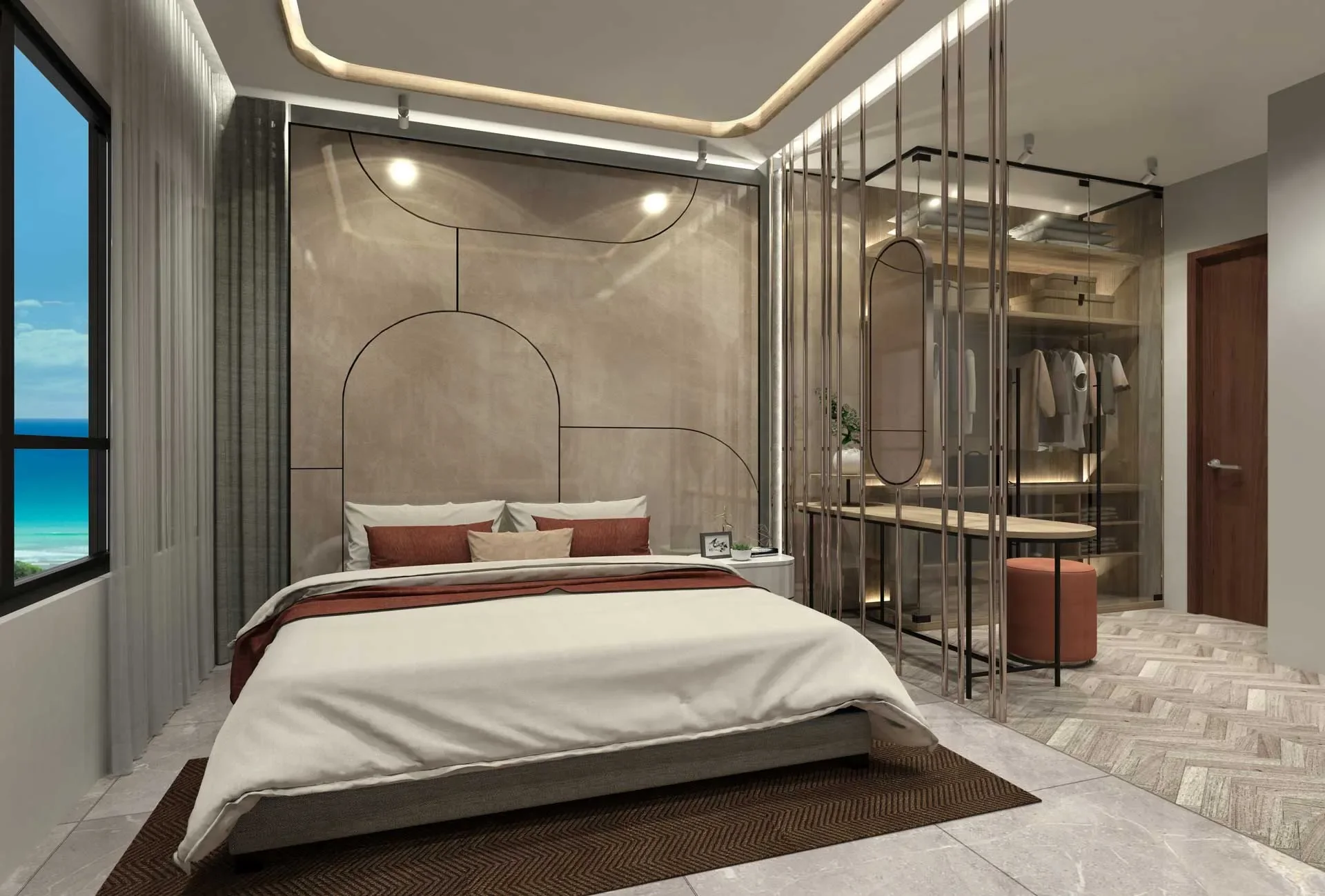 Marina Residence 样板房主卧艺术家印象图