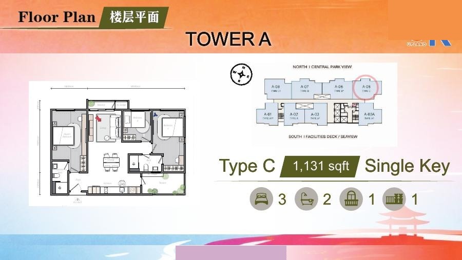 Mezon A座C 型露台官方楼层平面图