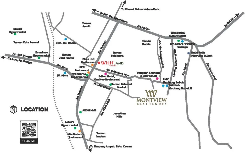 Montview Residence 位置图,显示 Alma 和大山脚访问上下文