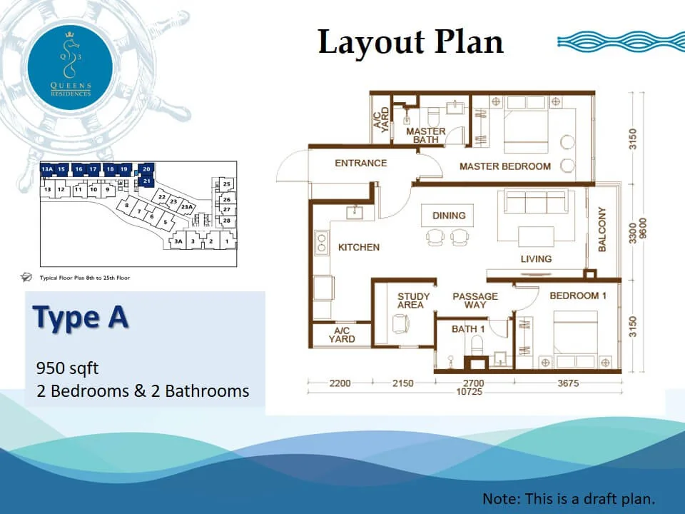 Official Queens Residences Q3 Type A floor plan