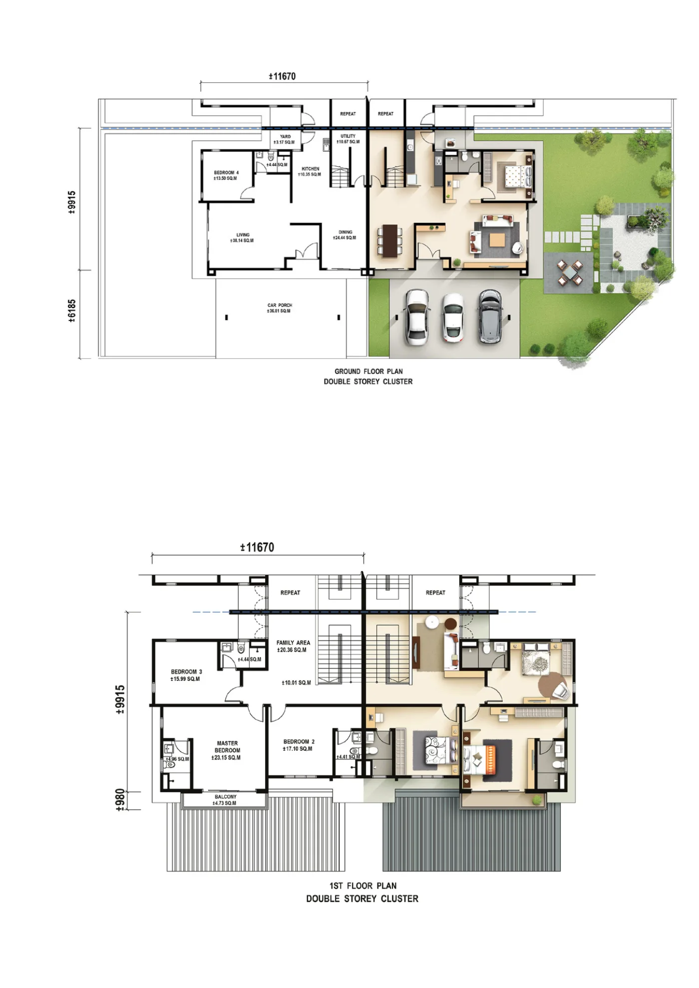 官方 Viola 集群住宅一层和二层平面图
