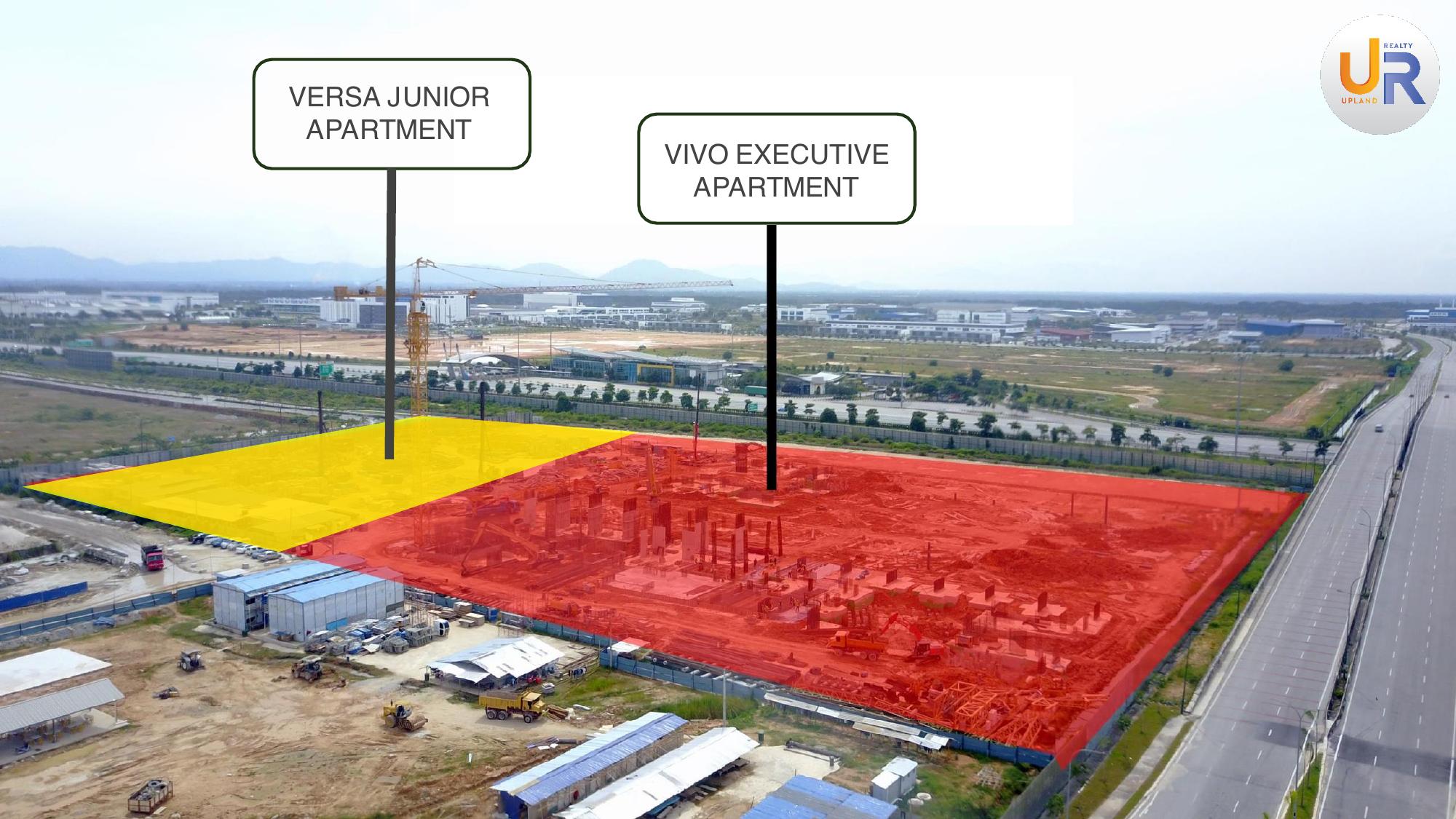 峇都交湾航拍图显示 Versa Junior Apartment 与 Vivo Executive Apartment 地段位置